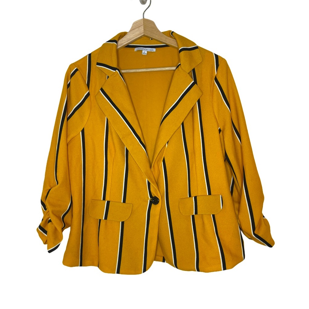 Crescent & Willough Yellow Striped Blazer Jacket